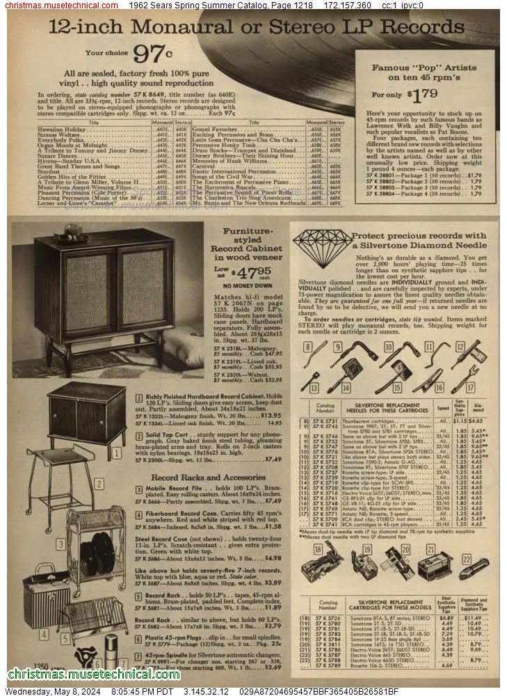 1962 Sears Spring Summer Catalog, Page 1218