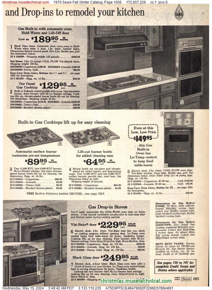 1970 Sears Fall Winter Catalog, Page 1005