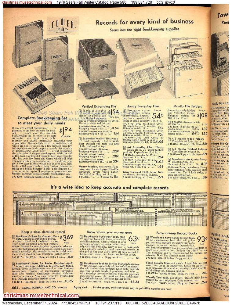 1946 Sears Fall Winter Catalog, Page 580