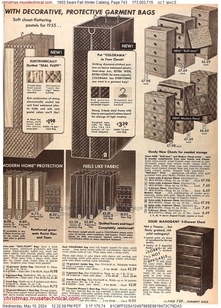 1955 Sears Fall Winter Catalog, Page 743