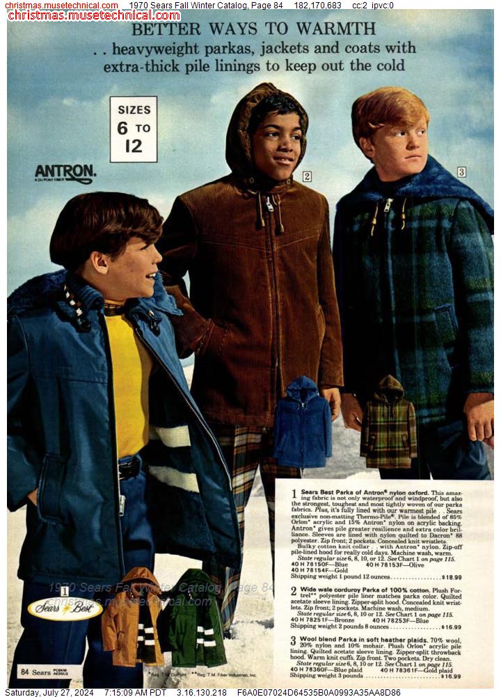1970 Sears Fall Winter Catalog, Page 84
