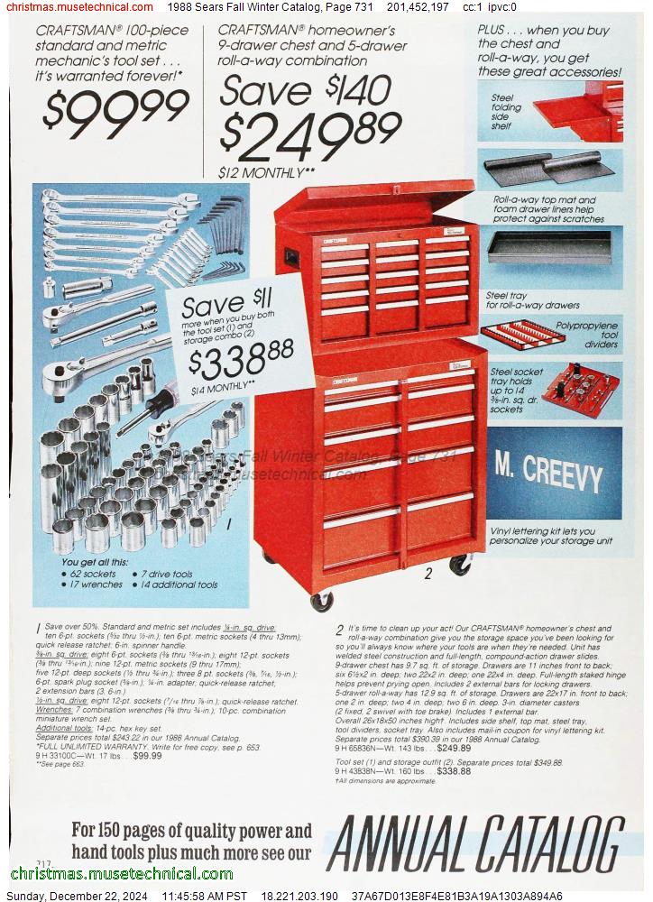 1988 Sears Fall Winter Catalog, Page 731