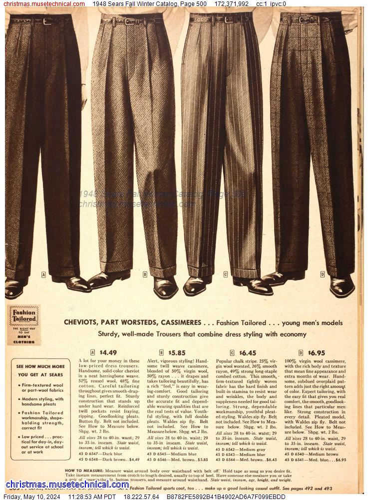 1948 Sears Fall Winter Catalog, Page 500