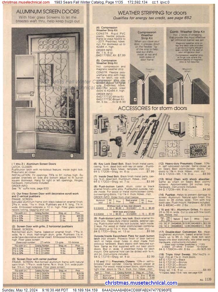 1983 Sears Fall Winter Catalog, Page 1135