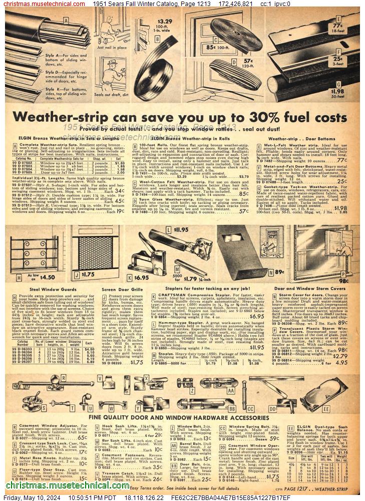 1951 Sears Fall Winter Catalog, Page 1213