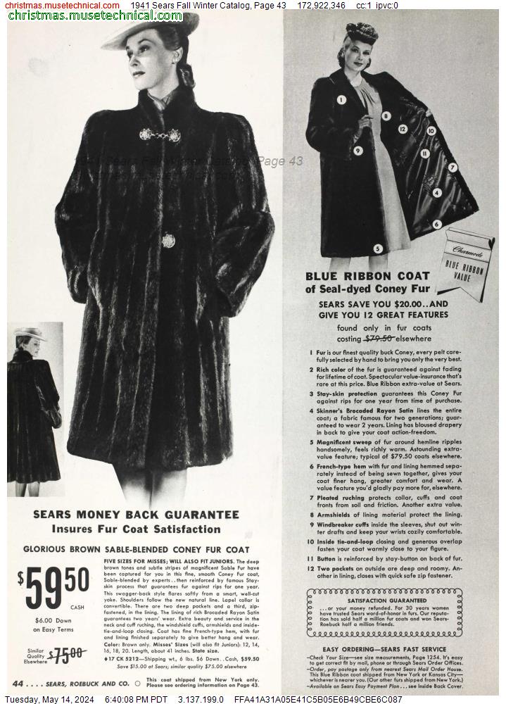 1941 Sears Fall Winter Catalog, Page 43