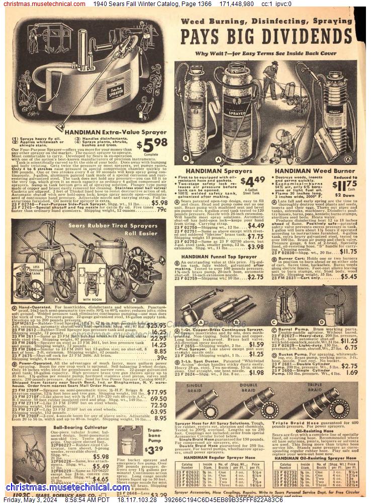 1940 Sears Fall Winter Catalog, Page 1366