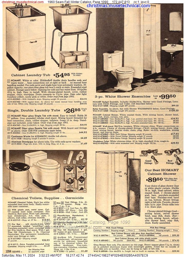 1960 Sears Fall Winter Catalog, Page 1090