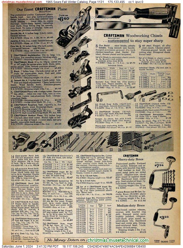 1965 Sears Fall Winter Catalog, Page 1131