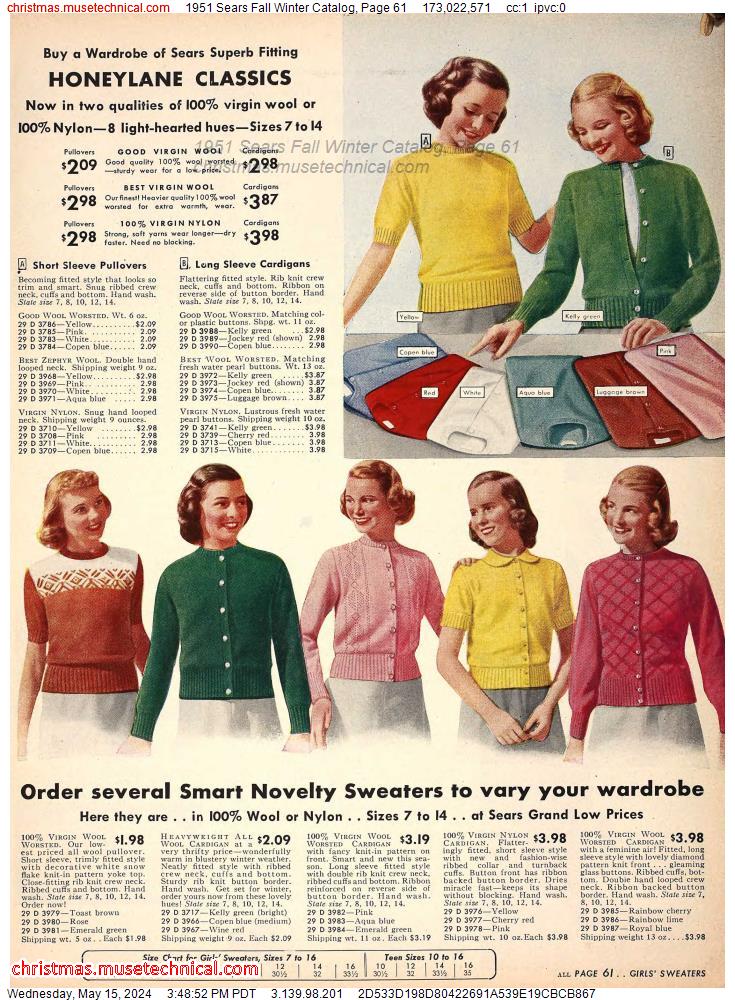 1951 Sears Fall Winter Catalog, Page 61