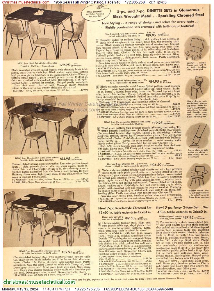 1956 Sears Fall Winter Catalog, Page 940