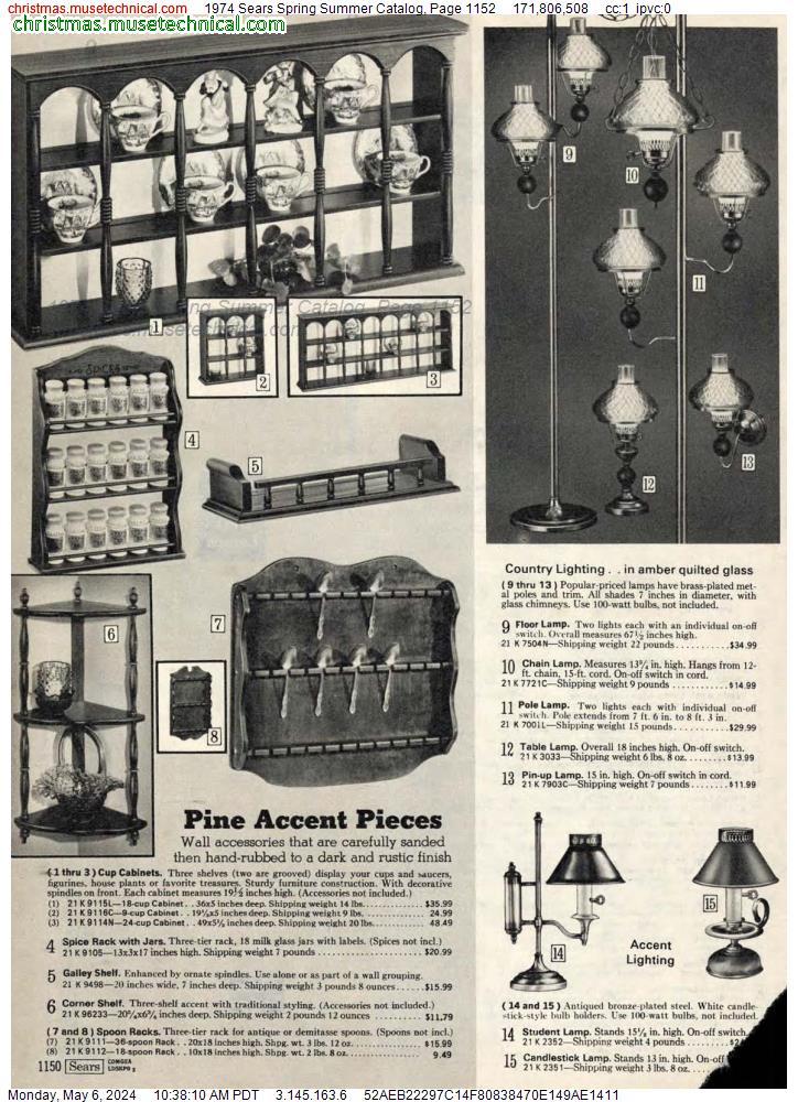 1974 Sears Spring Summer Catalog, Page 1152