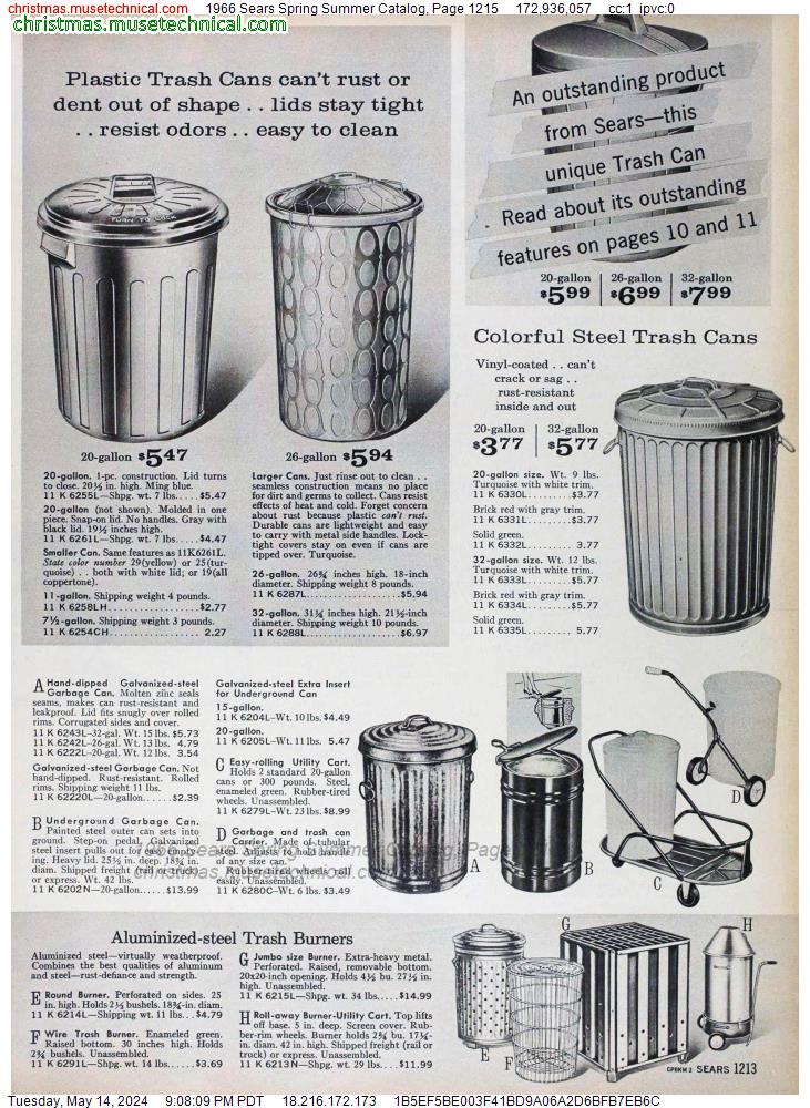 1966 Sears Spring Summer Catalog, Page 1215