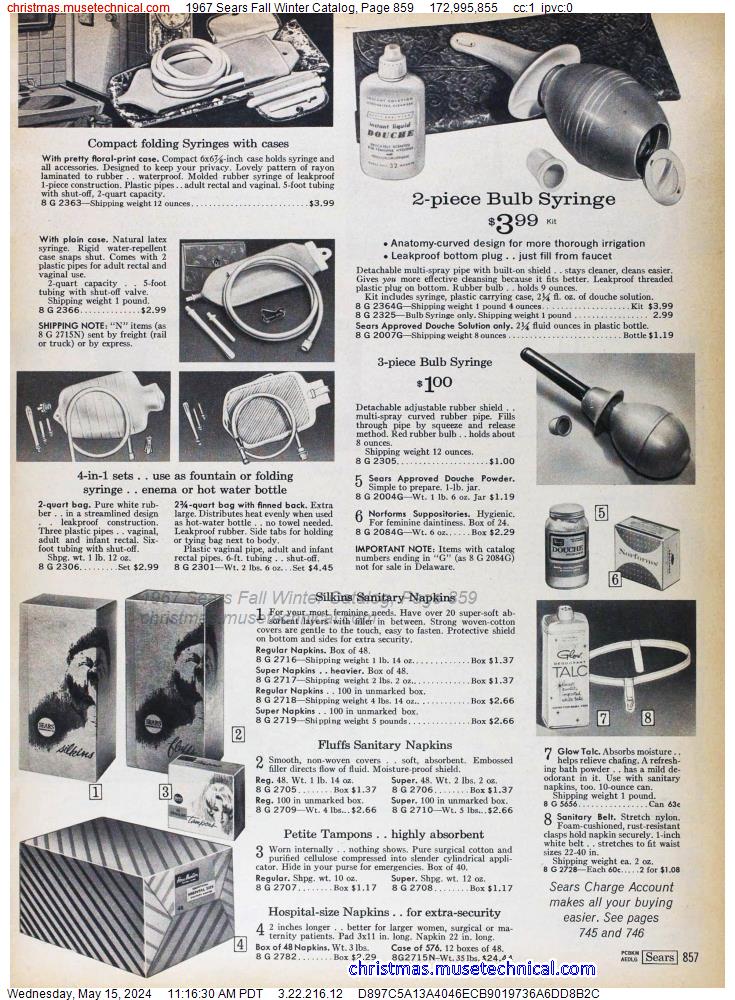 1967 Sears Fall Winter Catalog, Page 859