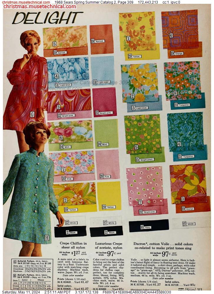 1968 Sears Spring Summer Catalog 2, Page 309
