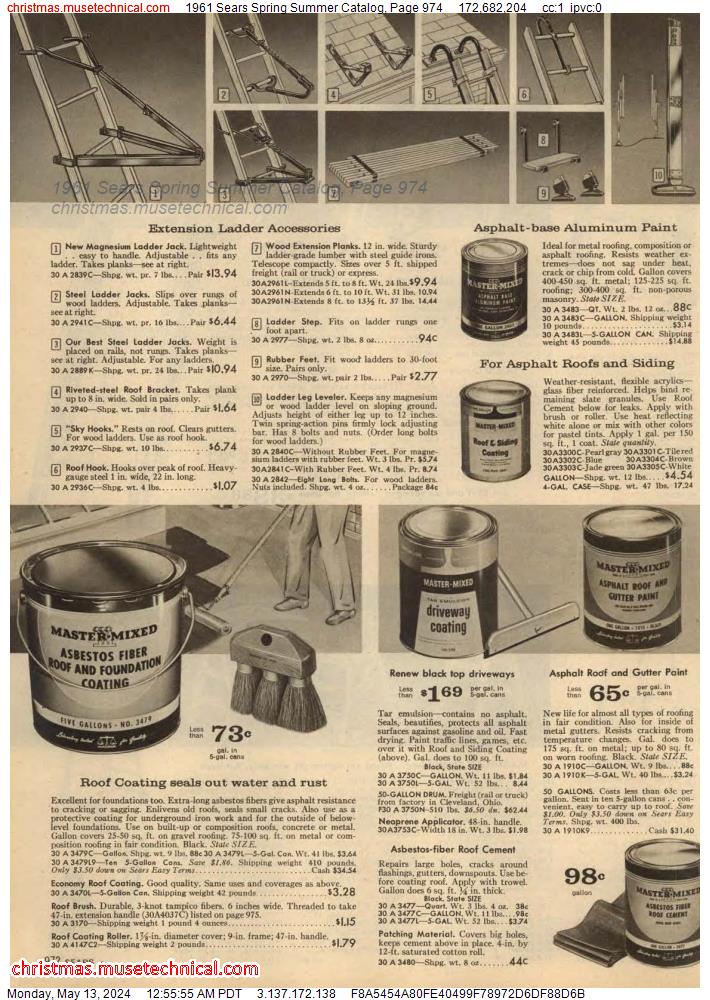 1961 Sears Spring Summer Catalog, Page 974