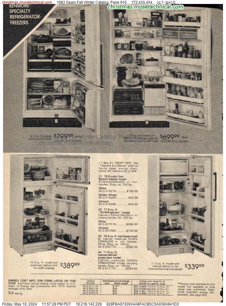 1983 Sears Fall Winter Catalog, Page 910