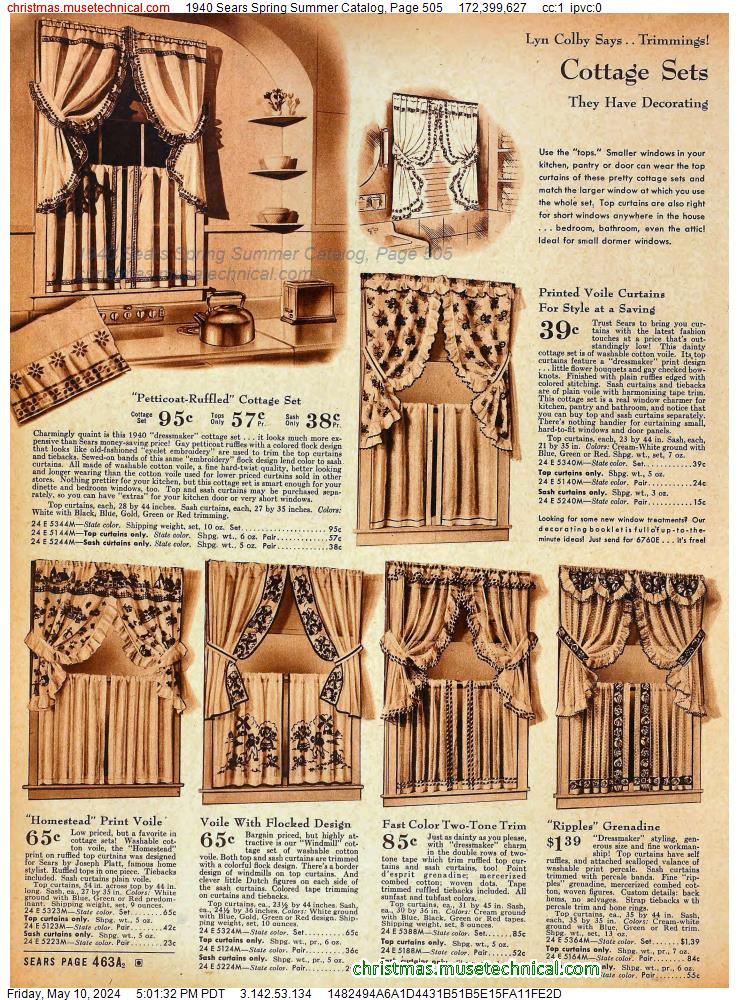 1940 Sears Spring Summer Catalog, Page 505