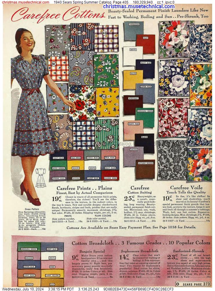 1940 Sears Spring Summer Catalog, Page 405