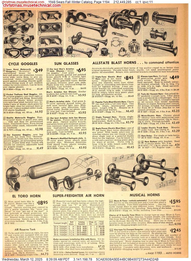 1948 Sears Fall Winter Catalog, Page 1194