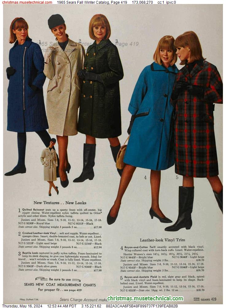 1965 Sears Fall Winter Catalog, Page 419