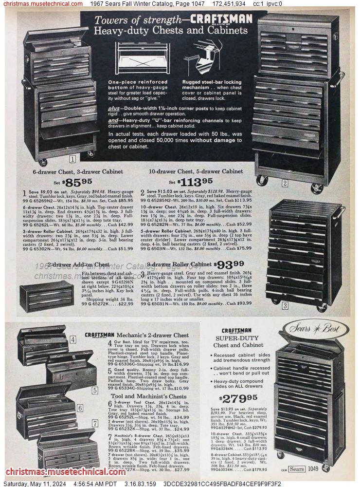 1967 Sears Fall Winter Catalog, Page 1047