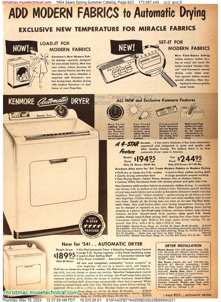 1954 Sears Spring Summer Catalog, Page 823