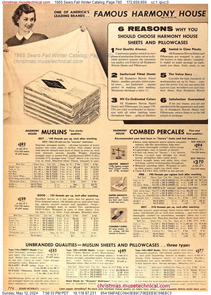 1955 Sears Fall Winter Catalog, Page 780