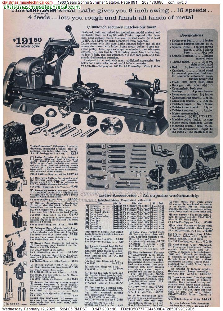 1963 Sears Spring Summer Catalog, Page 891