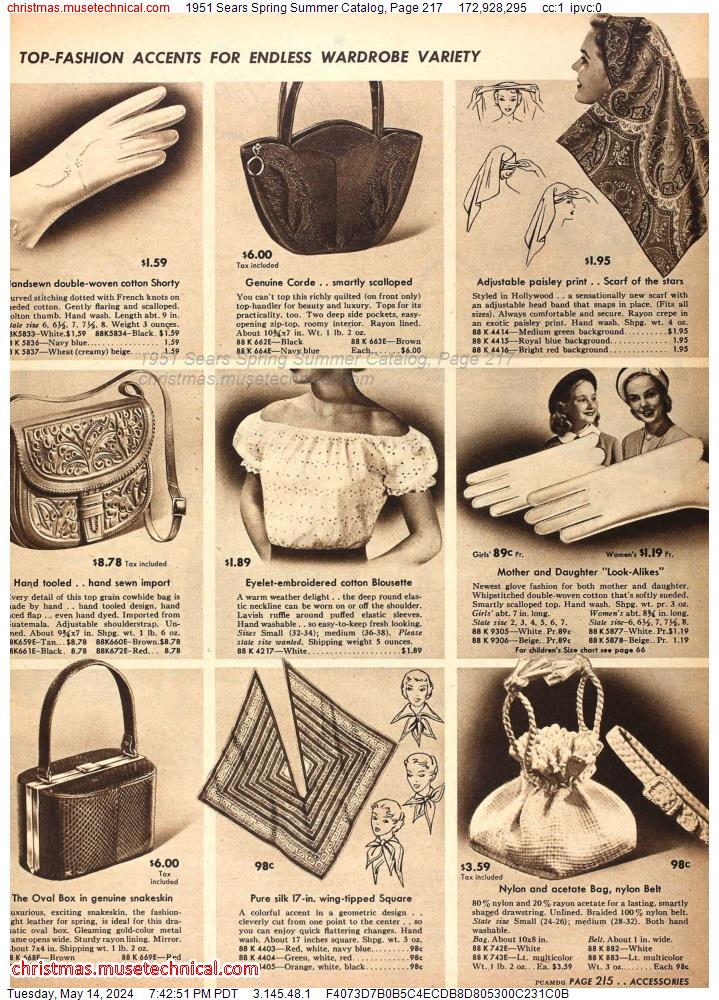 1951 Sears Spring Summer Catalog, Page 217