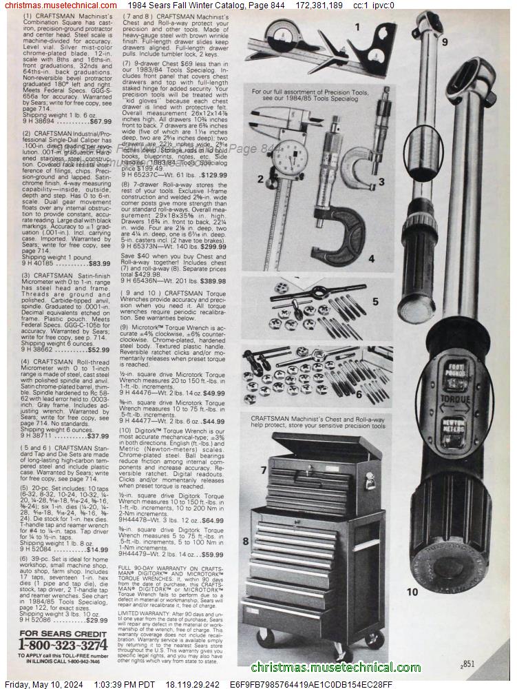 1984 Sears Fall Winter Catalog, Page 844