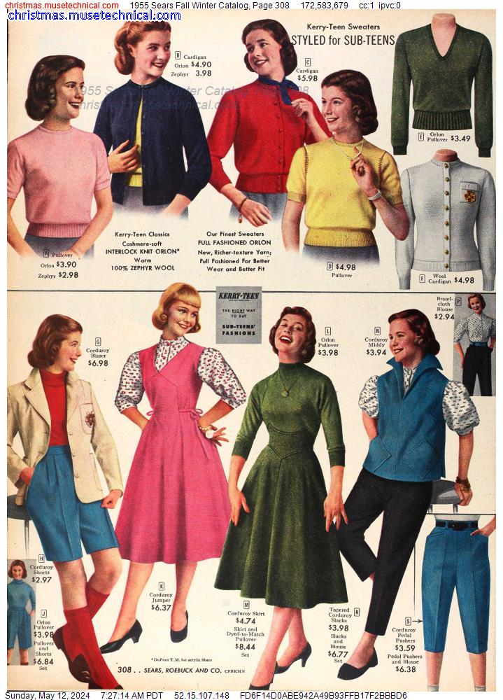 1955 Sears Fall Winter Catalog, Page 308