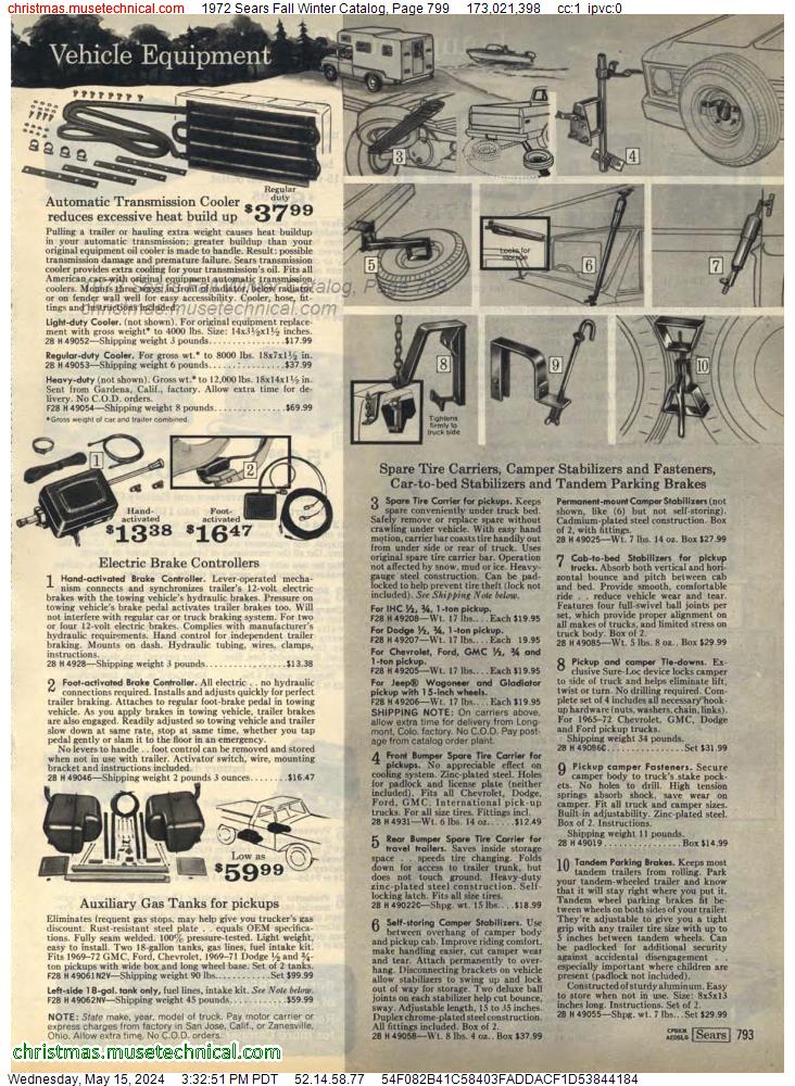 1972 Sears Fall Winter Catalog, Page 799