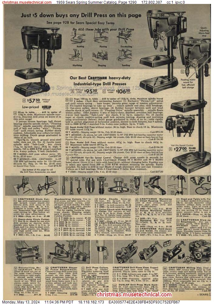 1959 Sears Spring Summer Catalog, Page 1290