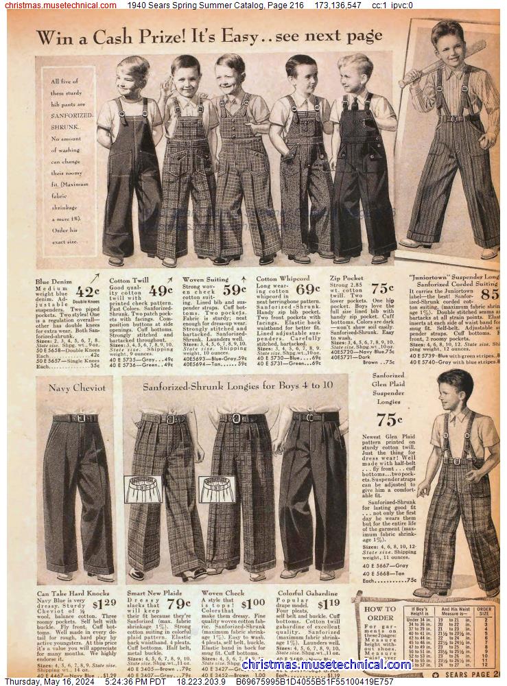 1940 Sears Spring Summer Catalog, Page 216