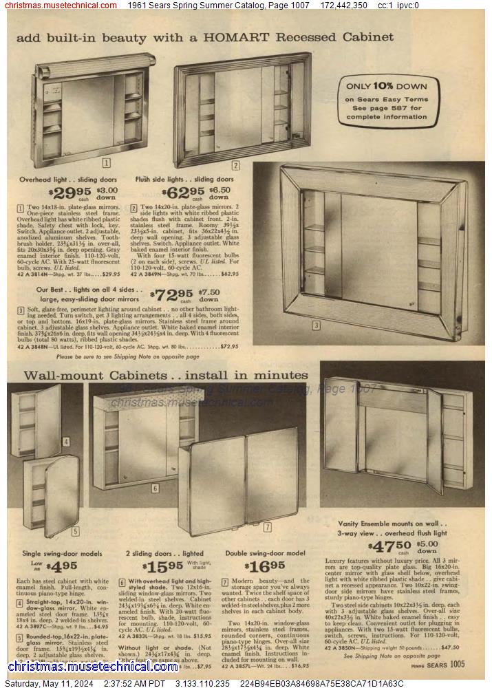 1961 Sears Spring Summer Catalog, Page 1007