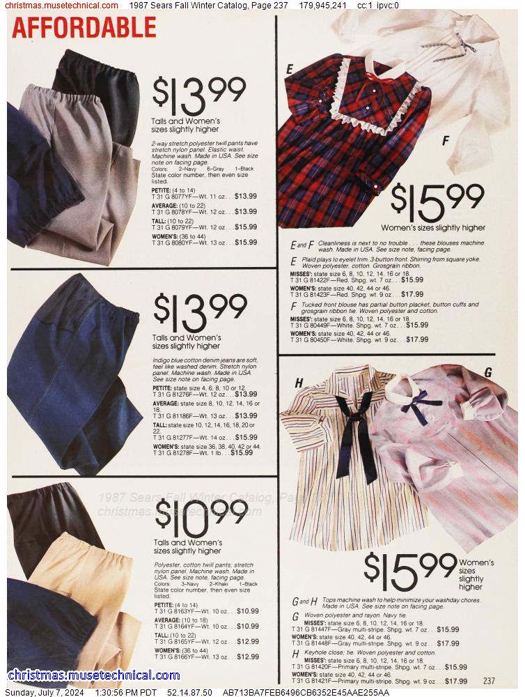 1987 Sears Fall Winter Catalog, Page 237