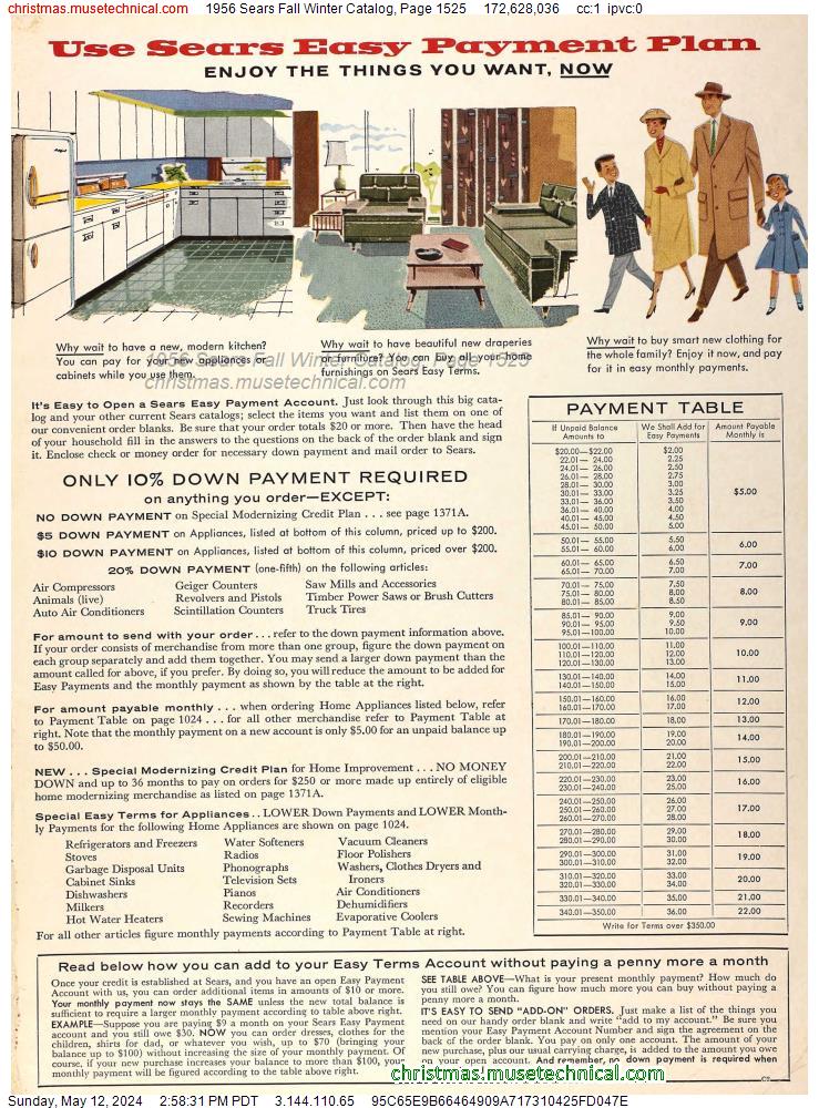 1956 Sears Fall Winter Catalog, Page 1525