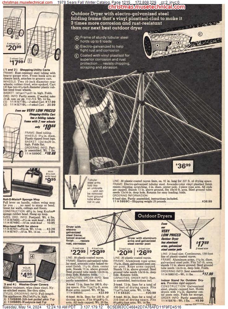 1978 Sears Fall Winter Catalog, Page 1215