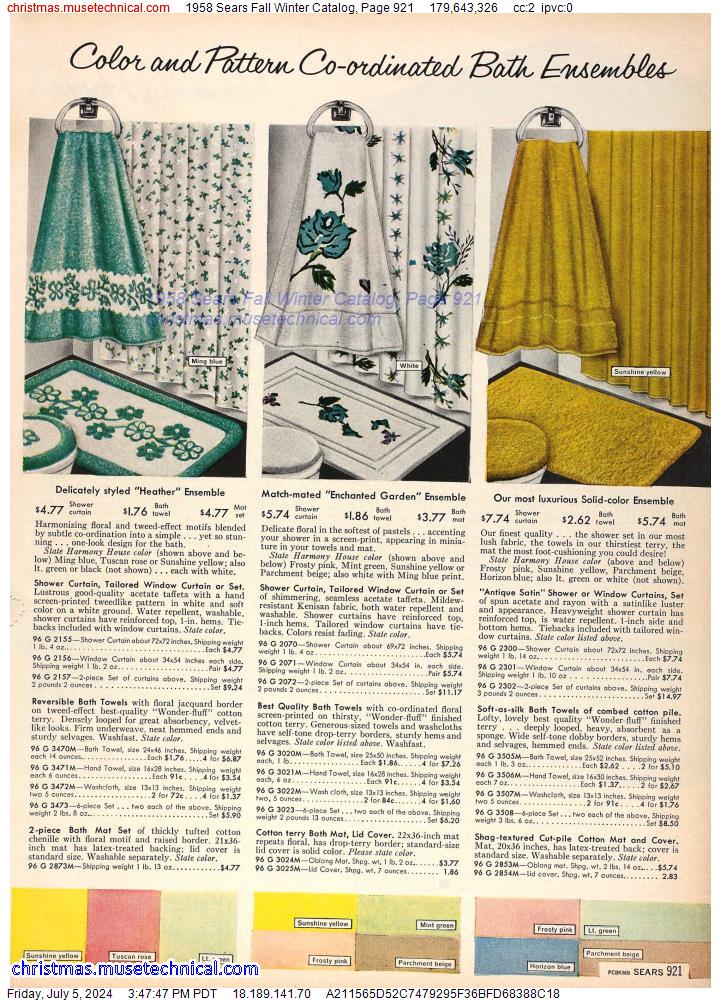 1958 Sears Fall Winter Catalog, Page 921