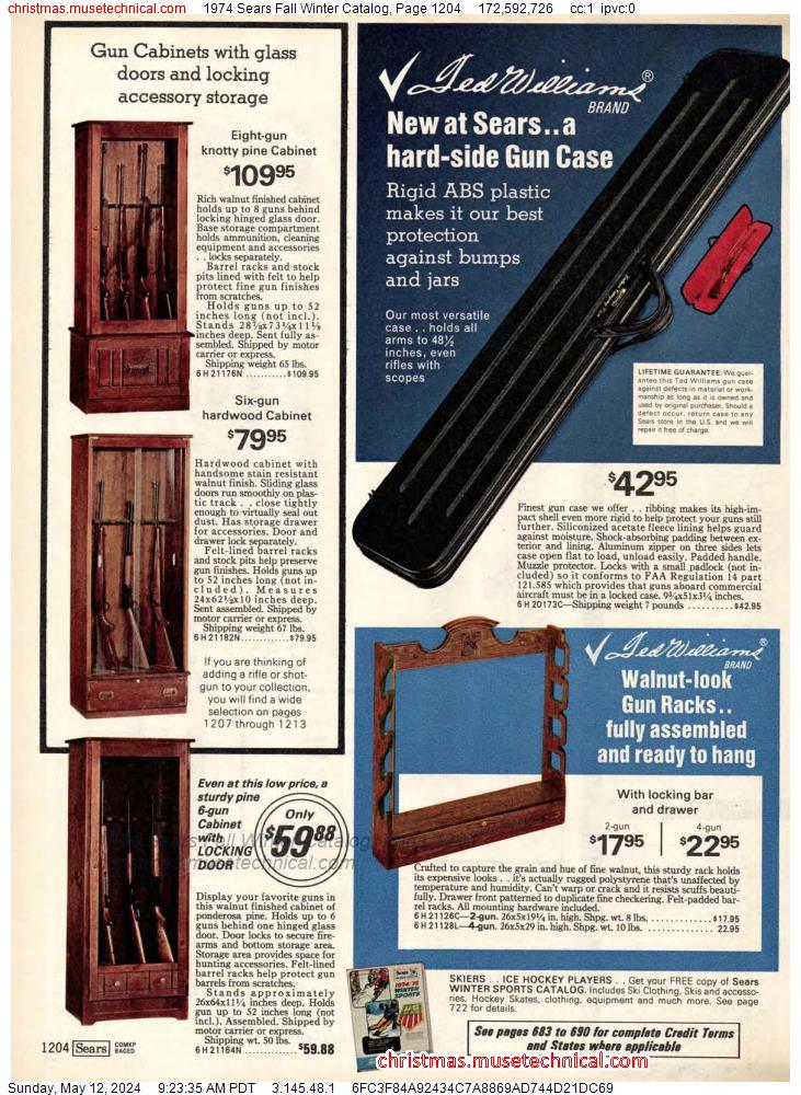 1974 Sears Fall Winter Catalog, Page 1204