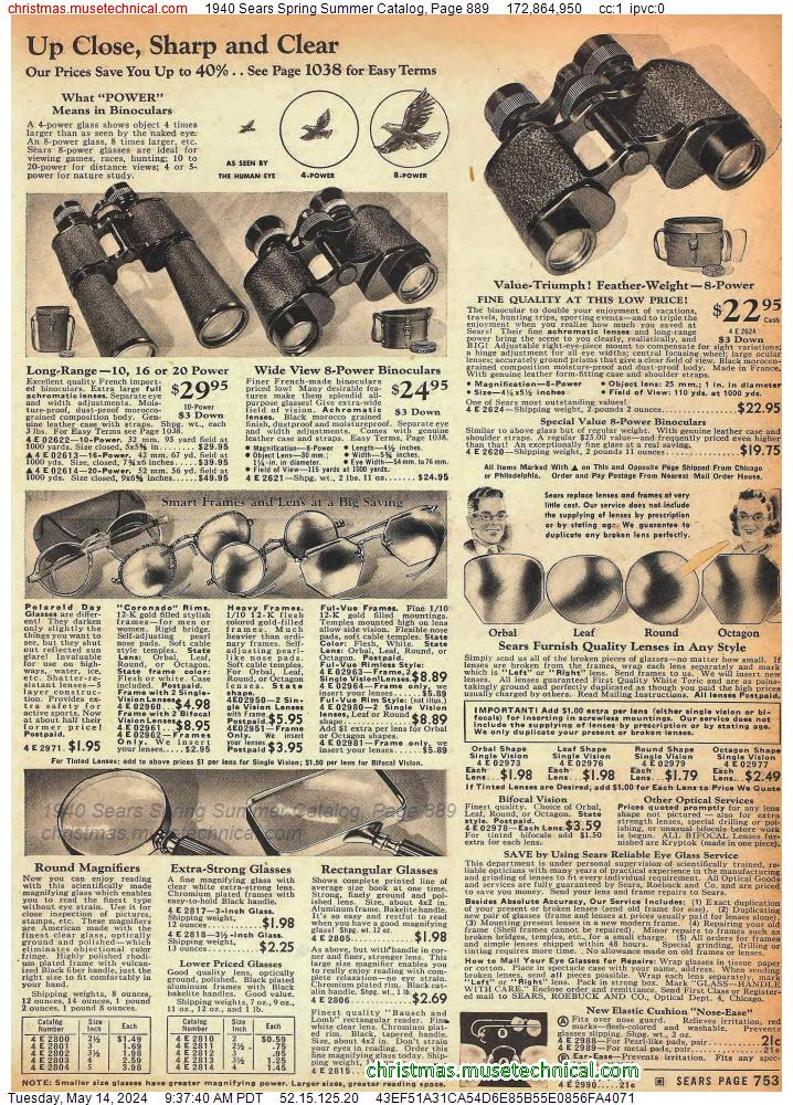 1940 Sears Spring Summer Catalog, Page 889