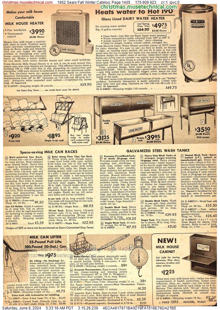 1952 Sears Fall Winter Catalog, Page 1405