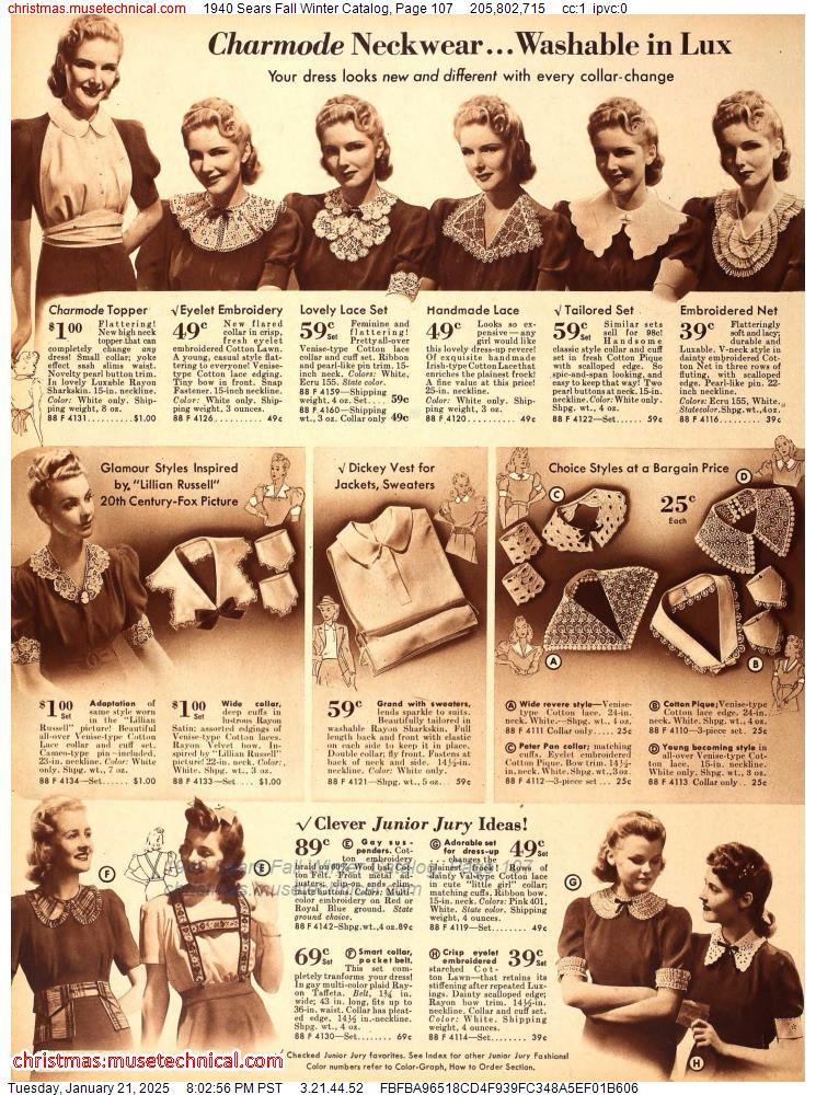 1940 Sears Fall Winter Catalog, Page 107