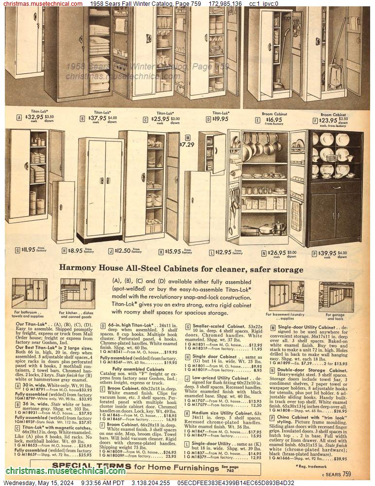 1958 Sears Fall Winter Catalog, Page 759