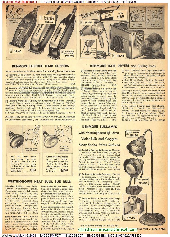 1949 Sears Fall Winter Catalog, Page 987