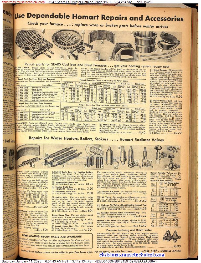 1947 Sears Fall Winter Catalog, Page 1179