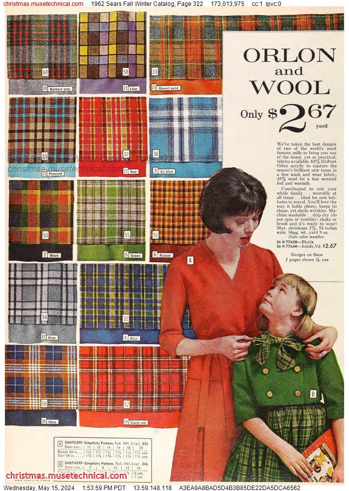 1962 Sears Fall Winter Catalog, Page 322