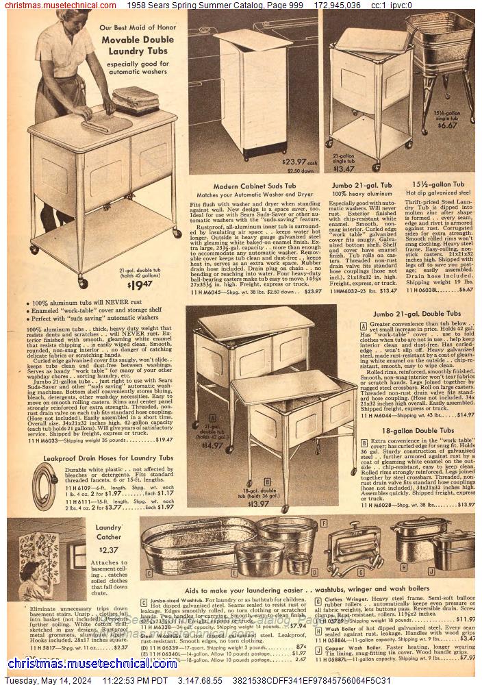 1958 Sears Spring Summer Catalog, Page 999