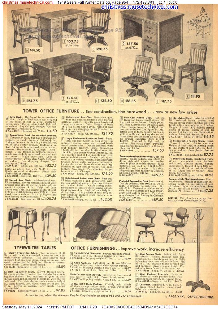 1949 Sears Fall Winter Catalog, Page 954